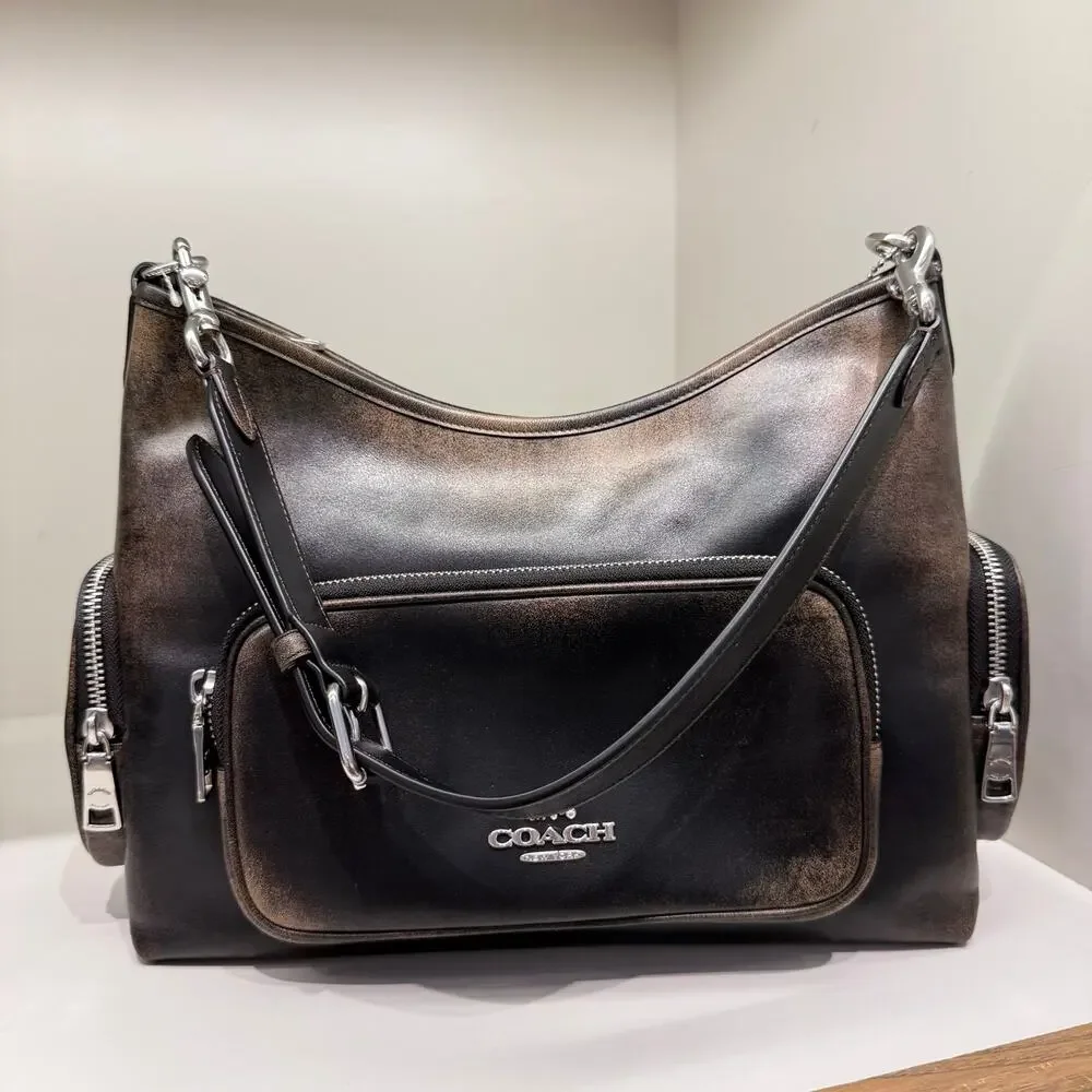 NWT‼️Coach Laurel Shoulder Bag With Pockets In Loved Leather CES84